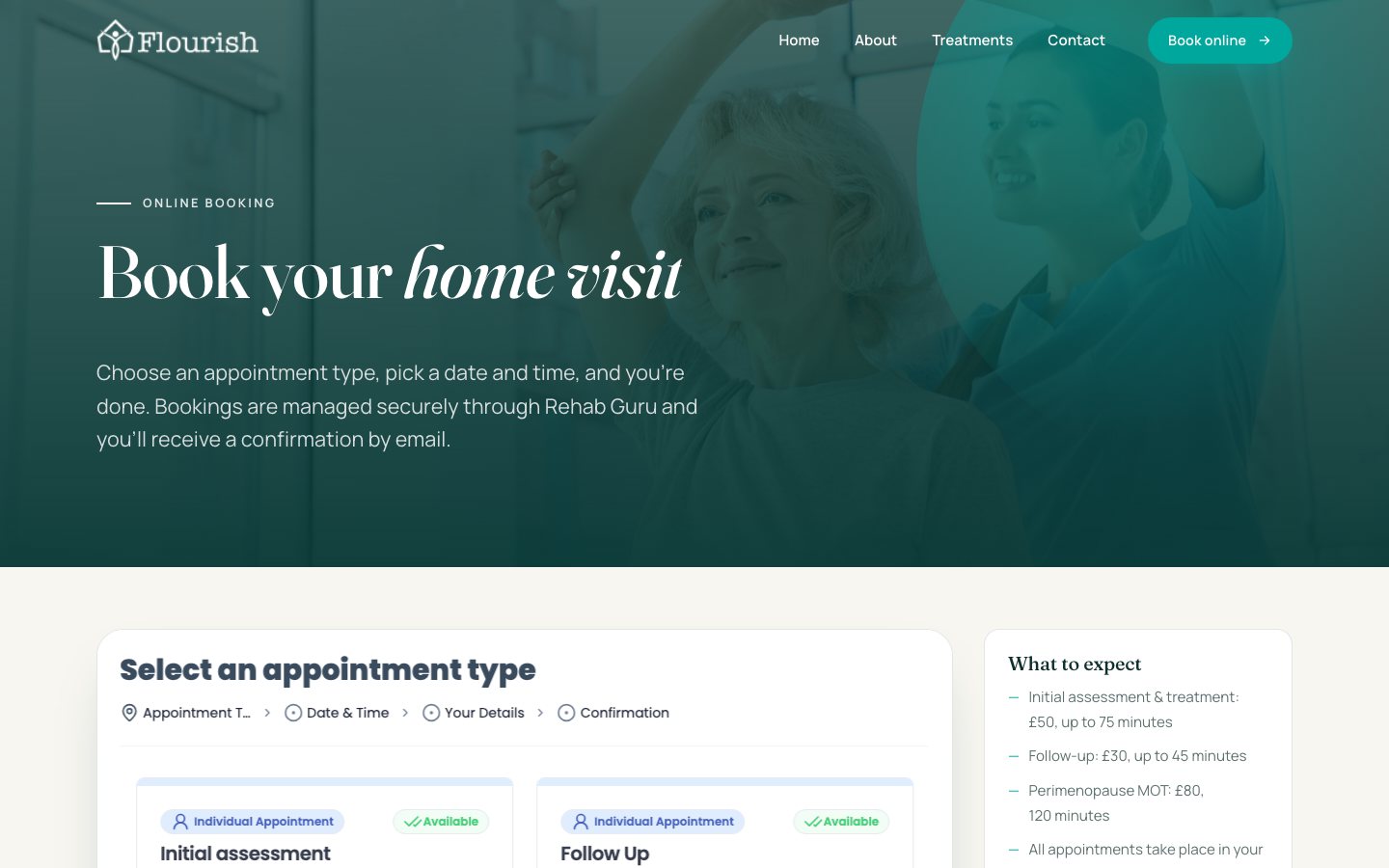 Booking page