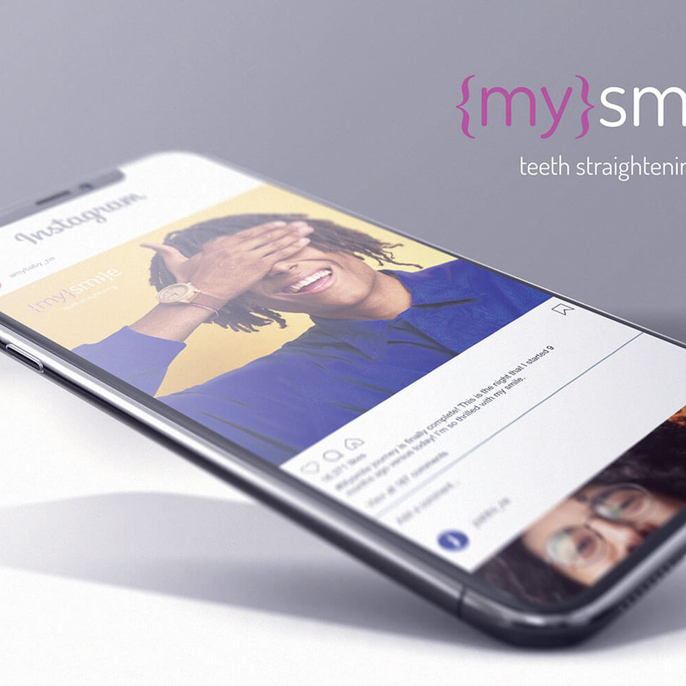 mysmile social post on a phone