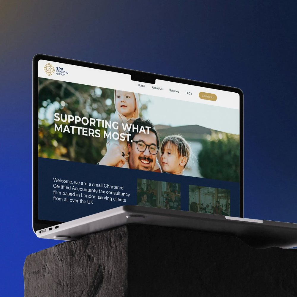 Website on a laptop