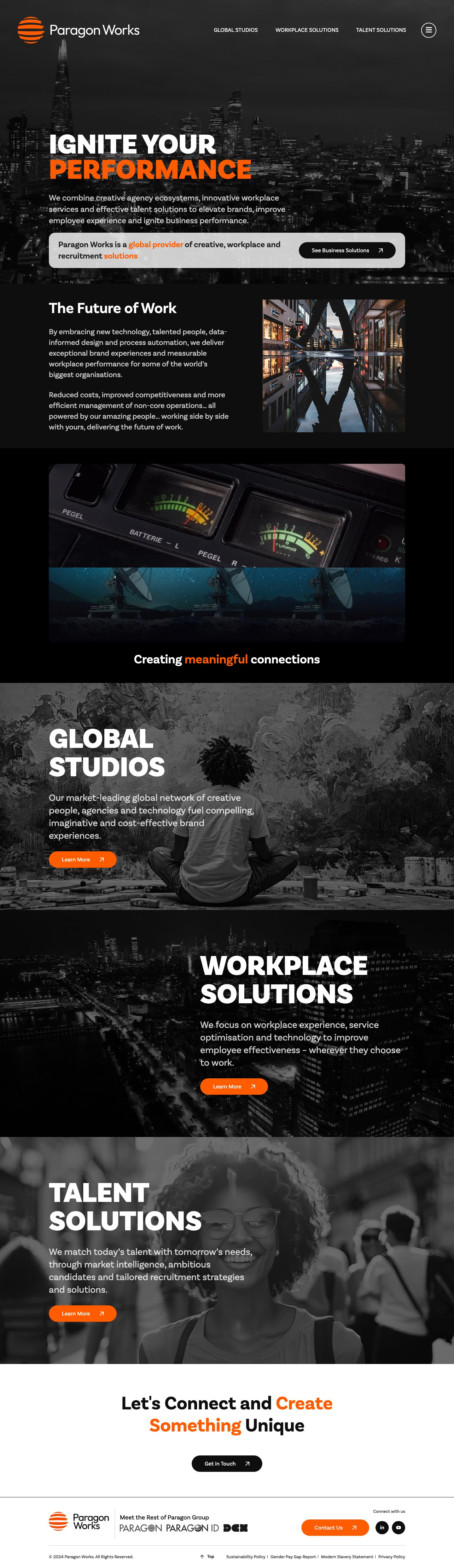 Paragon Works homepage, full length