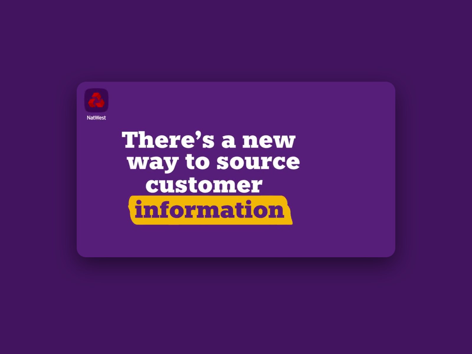 NatWest Payit explainer title card on NatWest purple